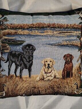 VTG Riverdale Tapestry Hunting Dogs Throw Pillow Like New